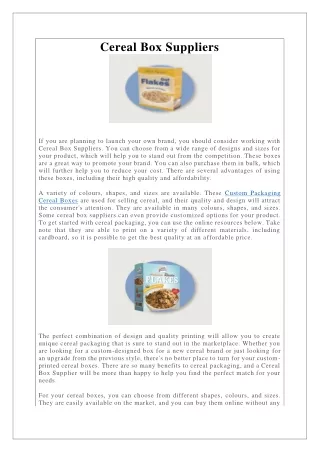 cereal box suppliers