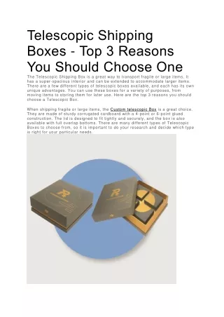 telescopic shipping boxes top 3 reasons