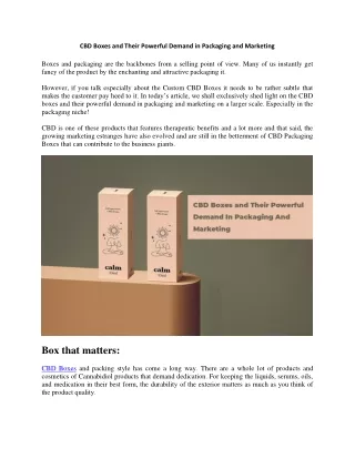 cbd boxes and their powerful demand in packaging