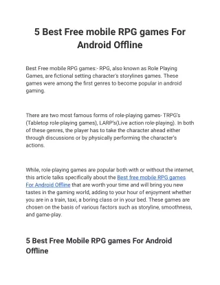 5 best free mobile rpg games for android offline