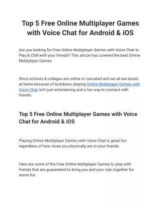 top 5 free online multiplayer games with voice