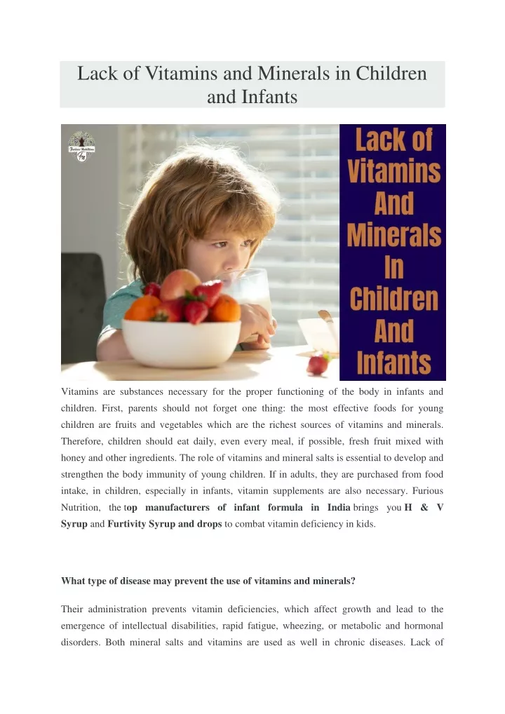 lack of vitamins and minerals in children