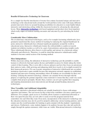 benefits of interactive technology in classroom
