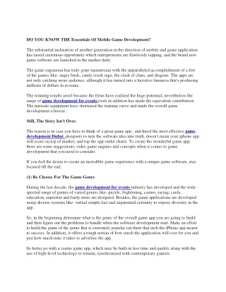 do you know the essentials of mobile game