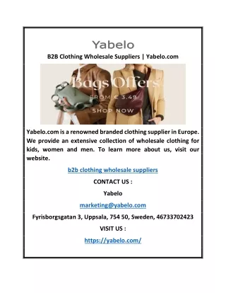 CB2B Clothing Wholesale Suppliers | Yabelo.com