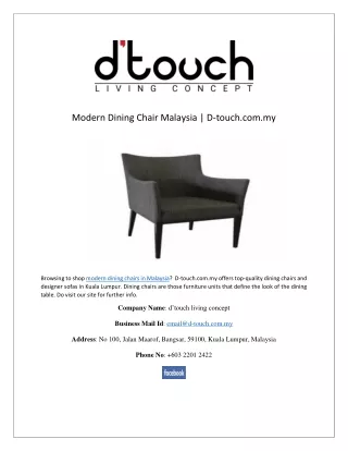 Modern Dining Chair Malaysia | D-touch.com.my