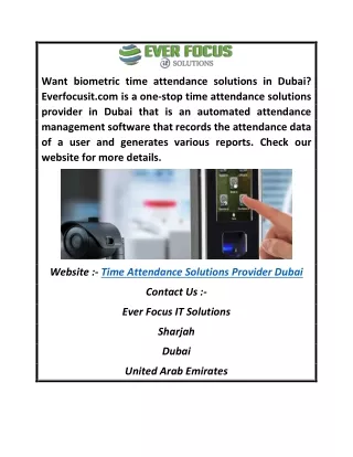 Time Attendance Solutions Provider Dubai  Everfocusit.com