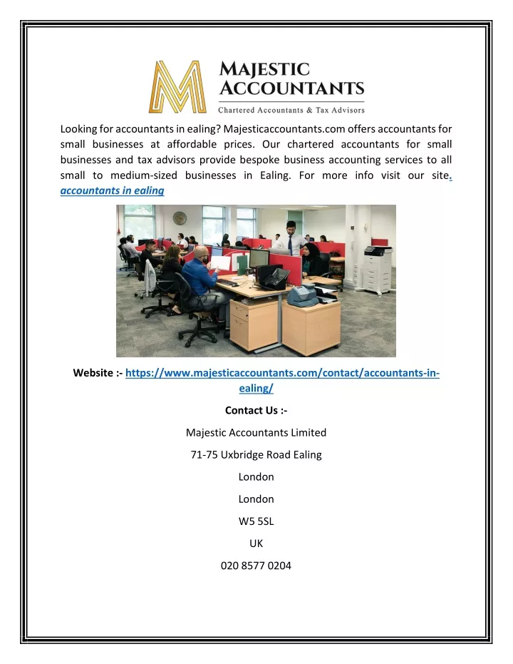 looking for accountants in ealing