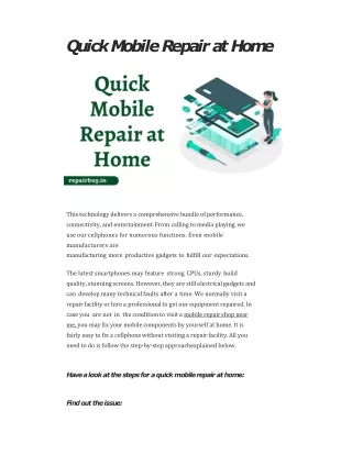 Quick Mobile Repair at Home | Doorstep Repair