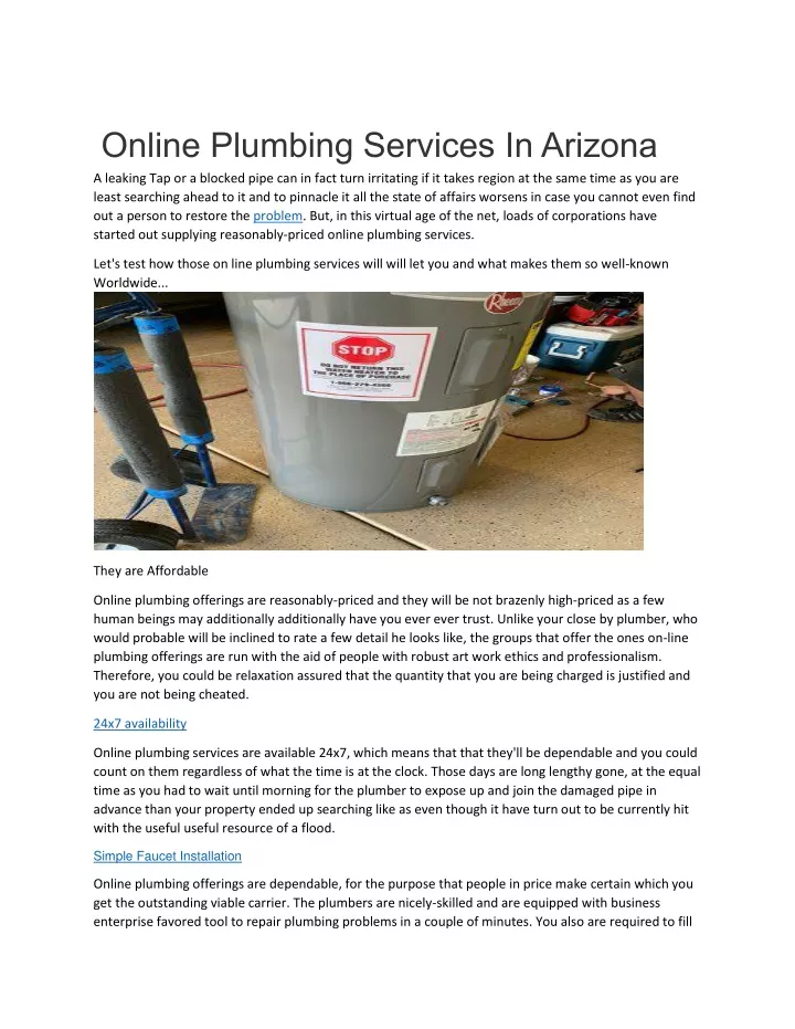 online plumbing services in arizona