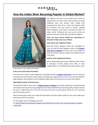 How the Indian Wear Becoming Popular in Global Market?