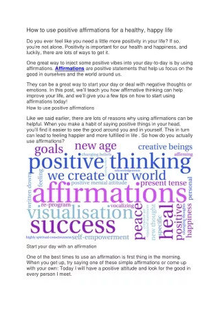 how to use positive affirmations for a healthy