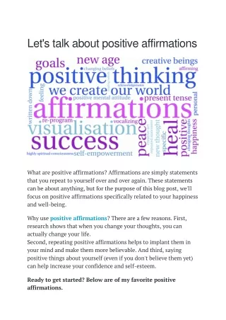 let s talk about positive affirmations