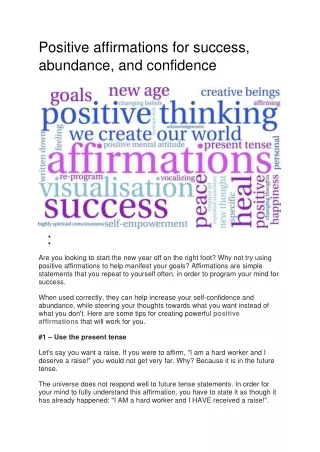 positive affirmations for success abundance