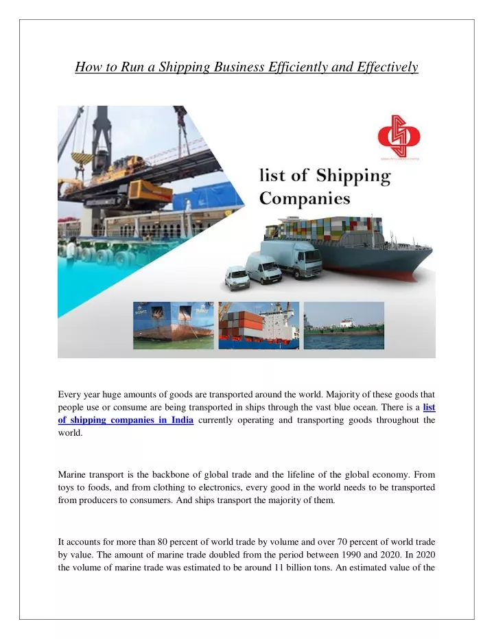 how to run a shipping business efficiently