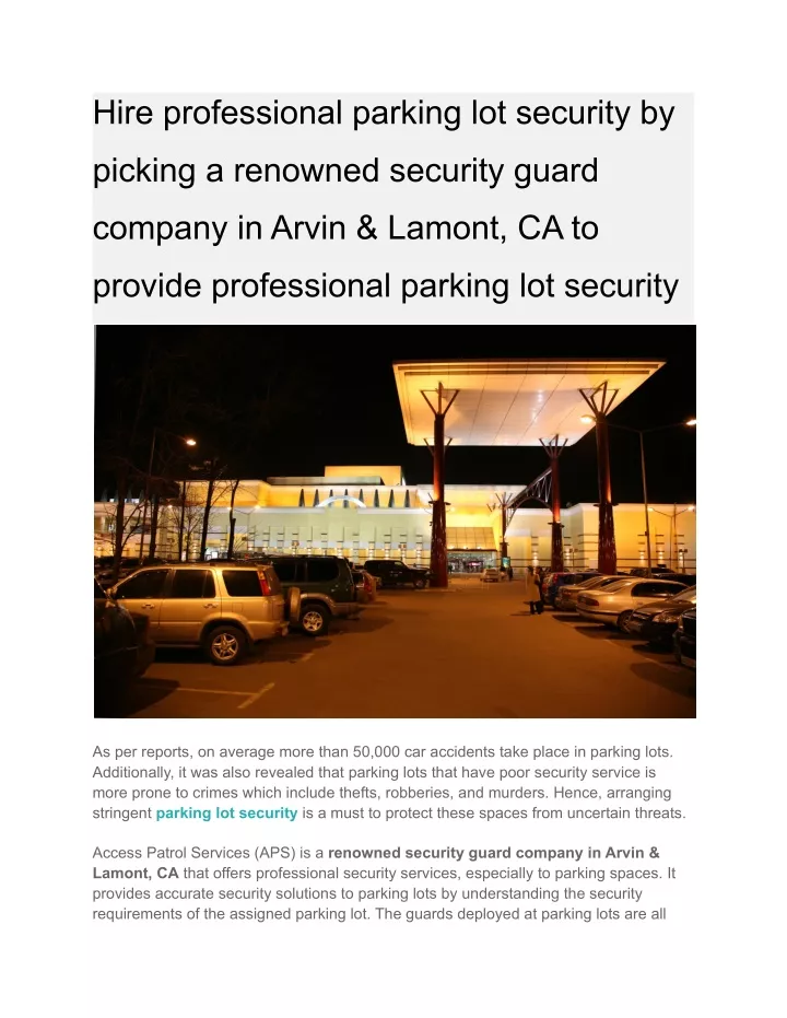 hire professional parking lot security by