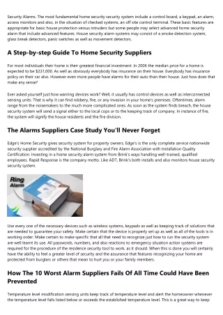 Forget Alarm Systems Suppliers: 3 Replacements You Need To Jump On