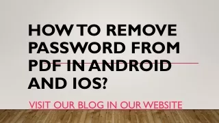 How To Remove Password From Pdf In Android and IOS