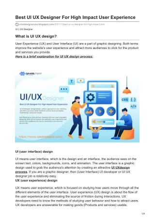 Best UI UX Designer For High Impact User Experience