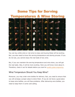 some tips for serving temperatures wine storing