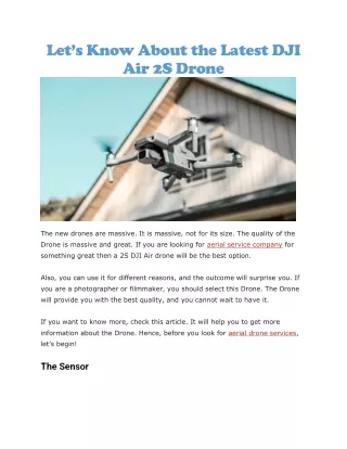 let s know about the latest dji air 2s drone