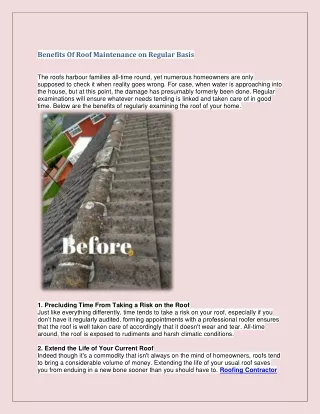 benefits of roof maintenance on regular basis