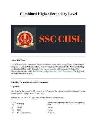 combined higher secondary level