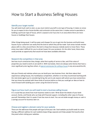 How to Start a Business Selling Houses