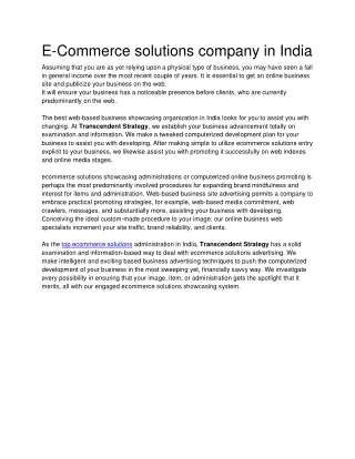 E-Commerce solutions company in India