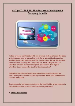 13 tips to pick up the best web development