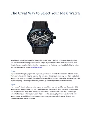 The Great Way to Select Your Ideal Watch