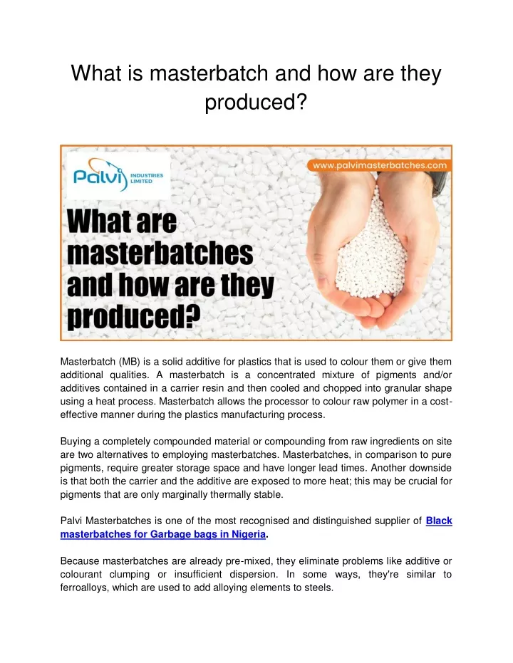 what is masterbatch and how are they produced