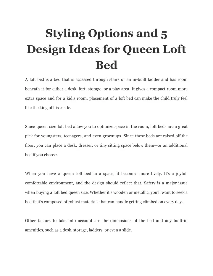 styling options and 5 design ideas for queen loft