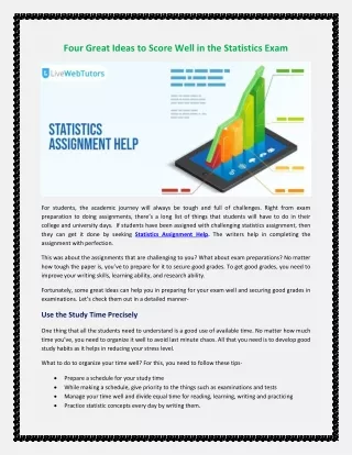 Avail Best Statistics Assignment Help Service by Top Expert