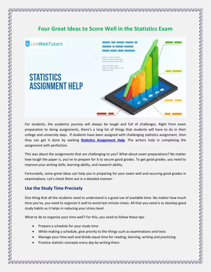 four great ideas to score well in the statistics