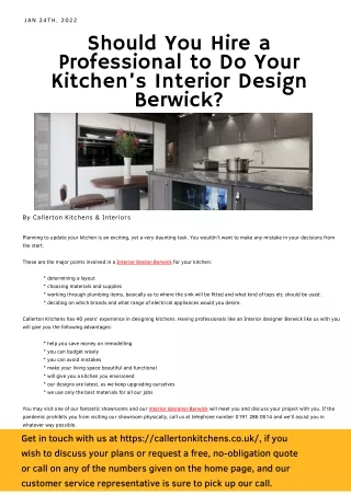Should You Hire a Professional to Do Your Kitchen’s Interior Design Berwick?
