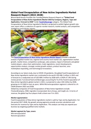 global food encapsulation of new active
