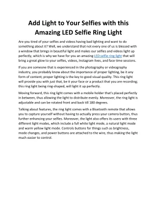 add light to your selfies with this amazing