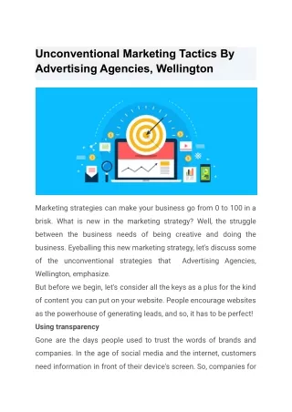 Unconventional Marketing Tactics By Advertising Agencies, Wellington