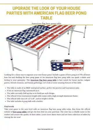 Upgrade The Look of Your House Parties With American Flag Beer Pong Table