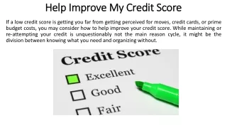 Help Improve My Credit Score