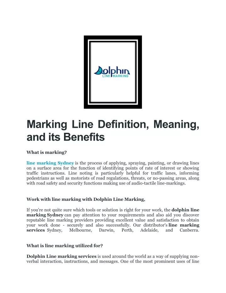 marking line definition meaning and its benefits
