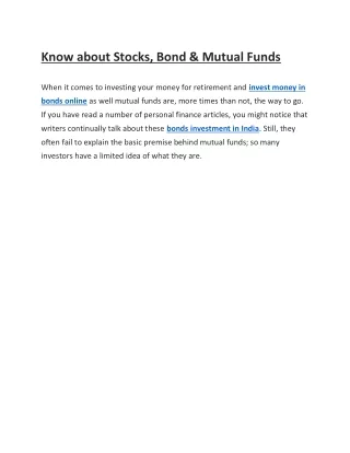 know about stocks bond mutual funds
