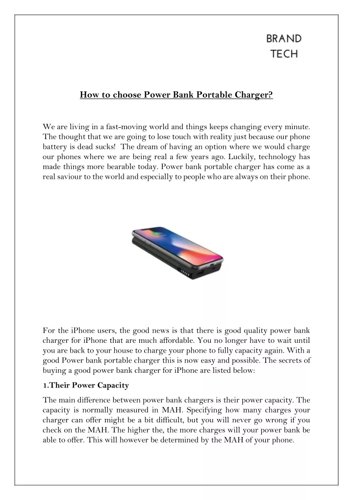 how to choose power bank portable charger