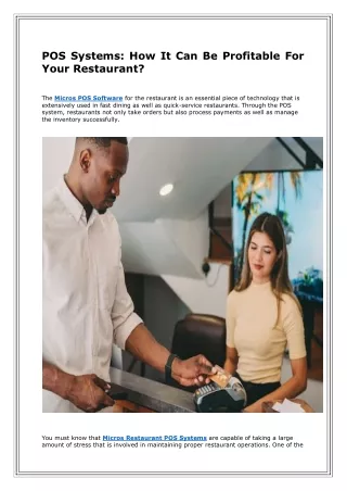 pos systems how it can be profitable for your