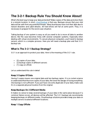 The 3-2-1 Backup Rule You Should Know About!
