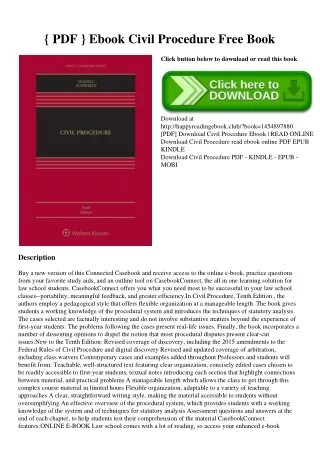 { PDF } Ebook Civil Procedure Free Book