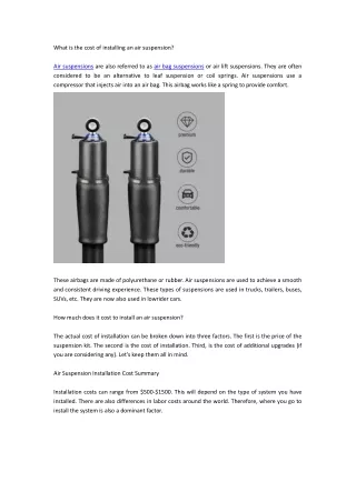How Much Does it Cost to Install Air Ride 