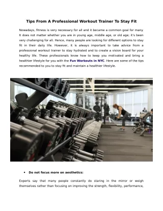 Tips From A Professional Workout Trainer To Stay Fit