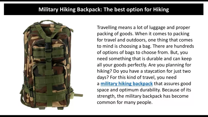 military hiking backpack the best option